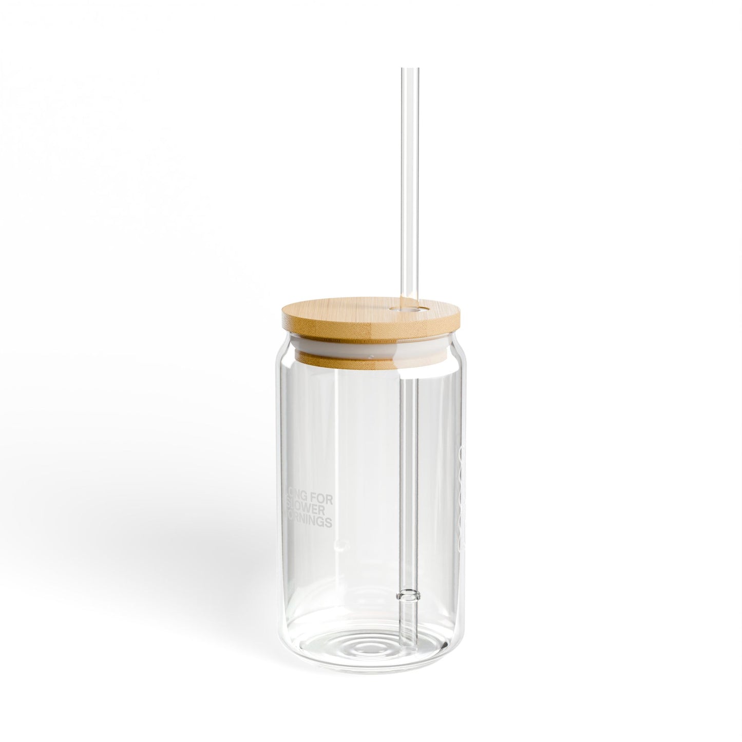 16oz Glass Sipper Cup with Bamboo Lid & Straw — Reusable Eco-Friendly Drinkware