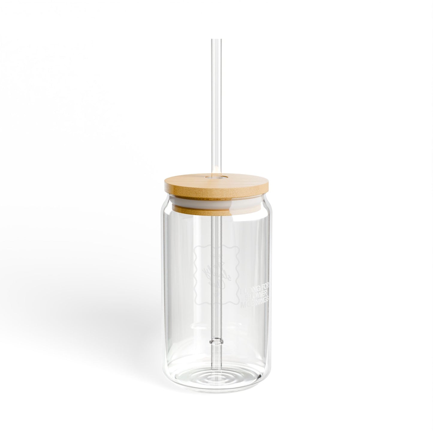 16oz Glass Sipper Cup with Bamboo Lid & Straw — Reusable Eco-Friendly Drinkware